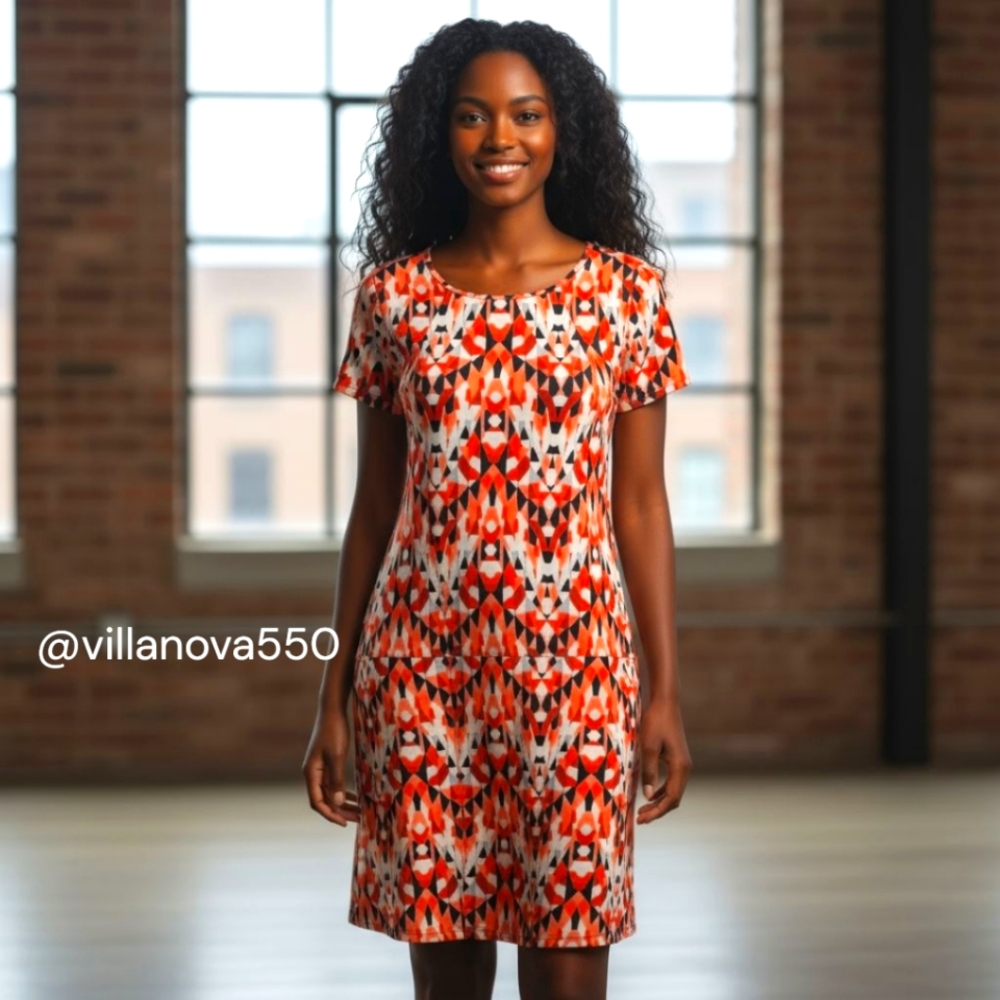 Bar III Orange Geometric Mini Dress